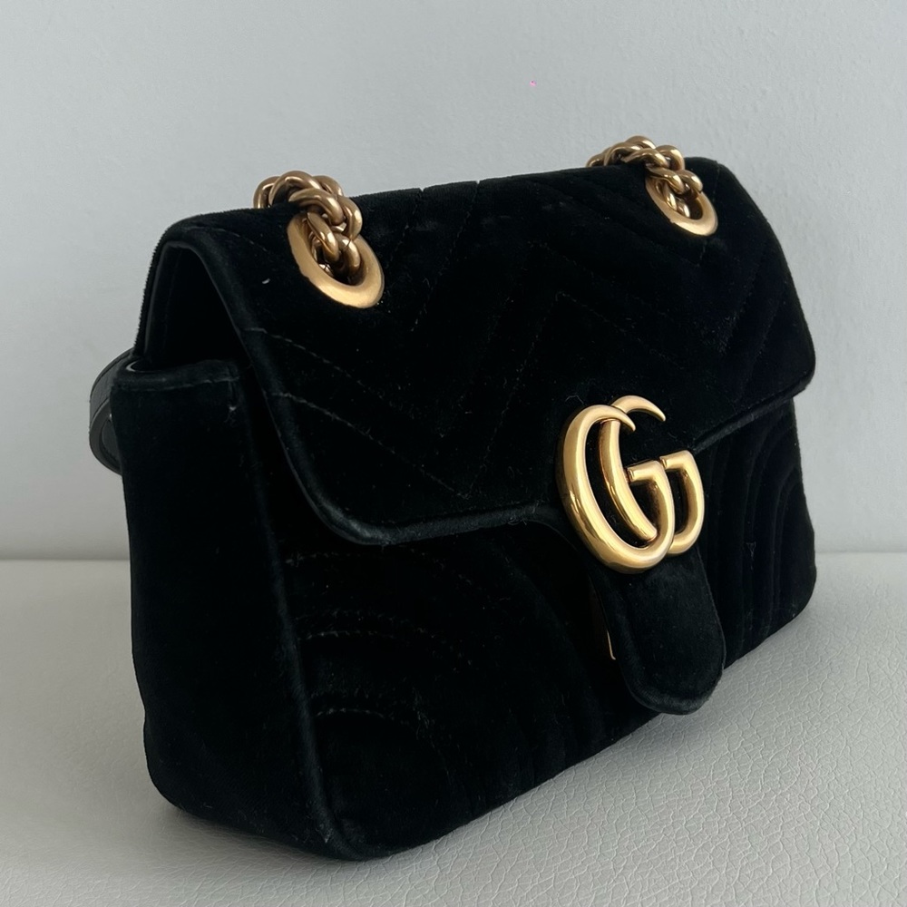 Gucci Marmount Black Velvet Shoulder Bag - Picture 5 of 6